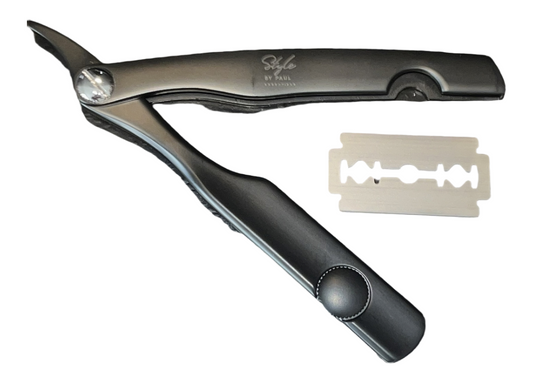 style by paul essentials weighted swing lock straight razor - metal 70g - matte black color