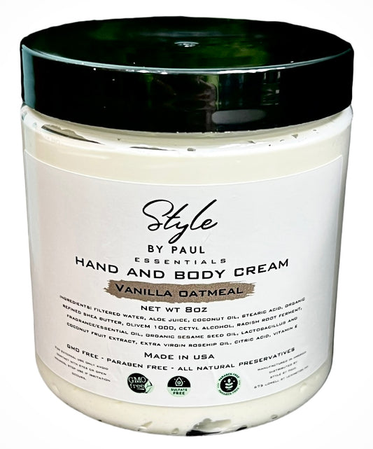 style by paul essentials vanilla oatmeal all natural hand & body cream 8oz